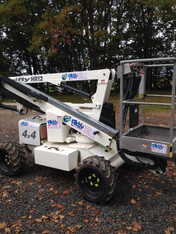 Gelenkteleskoparbeitsb&uuml;hne 12m selbstfahrend mit Ausleger mieten leihen